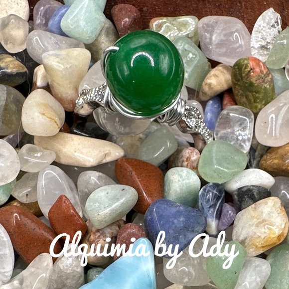 Dark green untreated emerald silver oversized gem ring - Picture 1 of 4